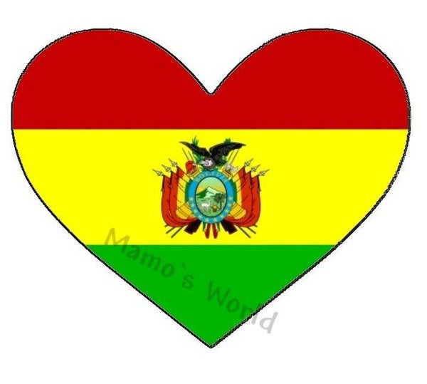 Aufkleber - Flagge - Bolivien - Herzform - versch. Größen