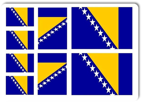 Aufkleber - Sticker - Bosnien Flagge - Set - 8 Stück - versch. Größen