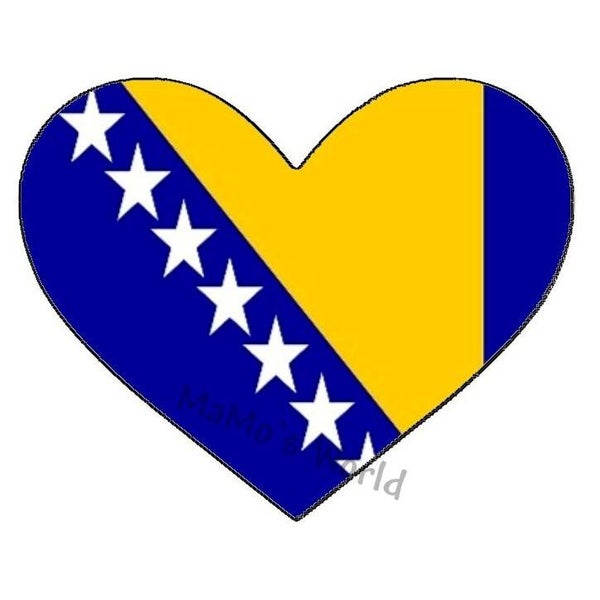 Aufkleber - Flagge - Bosnien - Herzform - versch. Größen