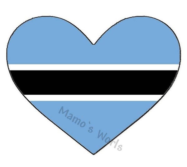 Aufkleber - Flagge - Botswana - Herzform - versch. Größen