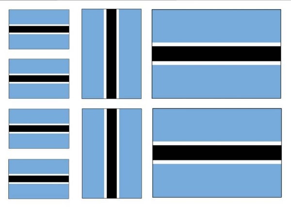 Aufkleber - Sticker - Botswana  Flagge - Set - 8 Stück - versch. Größen