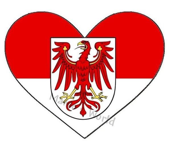 Aufkleber - Flagge - Brandenburg - Herzform - versch. Größen