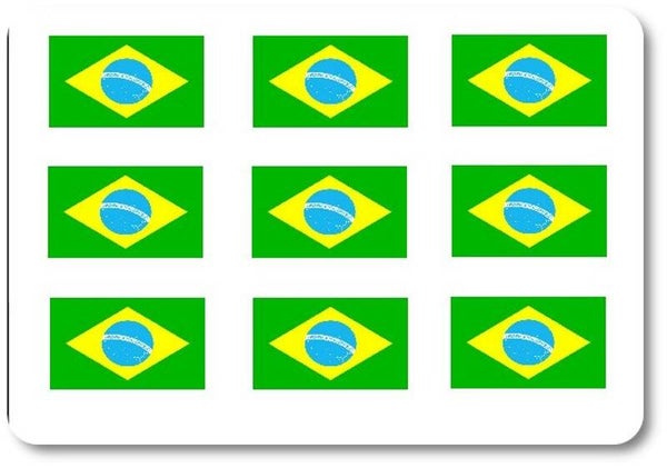 Aufkleber - Sticker - Brasilien Flagge - Set - 18 Stück - 25x15 mm