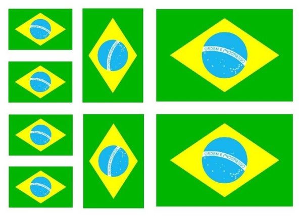 Aufkleber - Sticker - Brasilien Flagge - Set - 8 Stück - versch. Größen