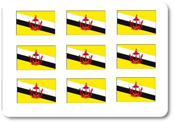 Aufkleber - Sticker -  Brunei  Flagge - Set - 18 Stück - 25x15