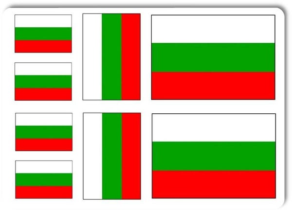 Aufkleber - Sticker - Bulgarien Flagge - Set - 8 Stück - versch. Größen