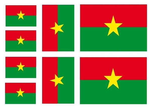Aufkleber - Sticker - Burkina Faso  Flagge - Set - 8 Stück - versch. Größen