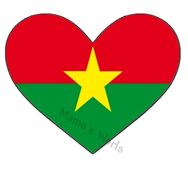 Aufkleber - Flagge - Burkina Faso - Herzform - versch. Größen