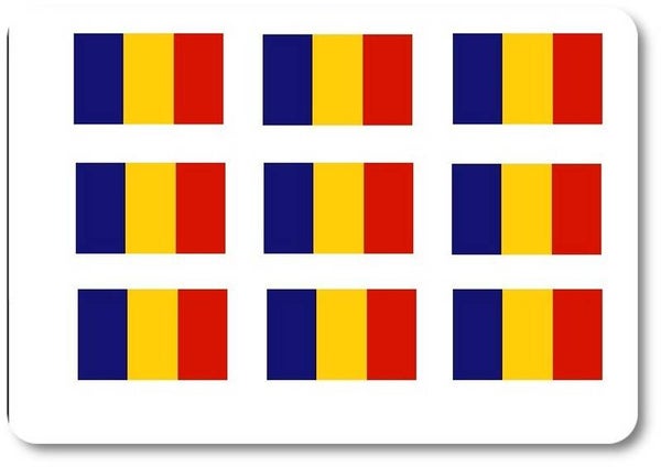 Aufkleber - Sticker - Tschad  Flagge - Set - 18 Stück - 25x15