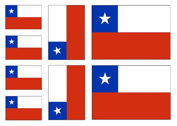 Aufkleber - Sticker - Chile Flagge - Set - 8 Stück - versch. Größen