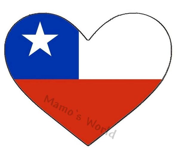 Aufkleber - Flagge - Chile - Herzform - versch. Größen
