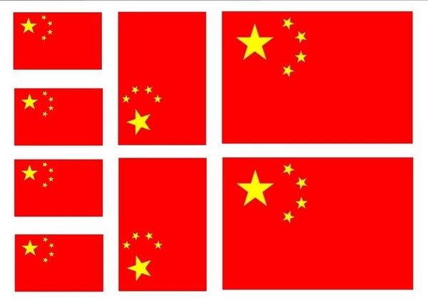 Aufkleber - Sticker -  China  Flagge - Set - 8 Stück - versch. Größen