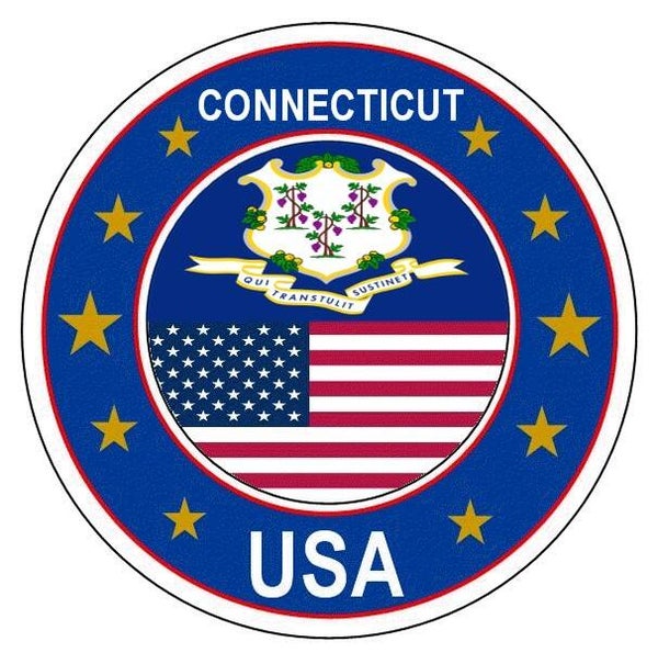 Aufkleber - Bundesstaaten USA - Connecticut  - Rund - versch. Größe