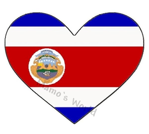 Aufkleber - Flagge - Costa Rica - Herzform - versch. Größen