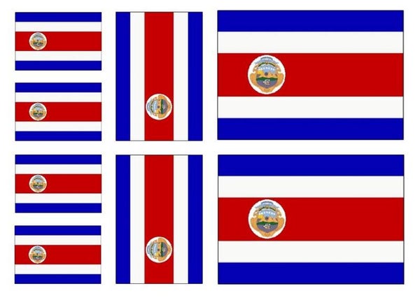 Aufkleber - Sticker - Costa Rica Flagge - Set - 8 Stück - versch. Größen