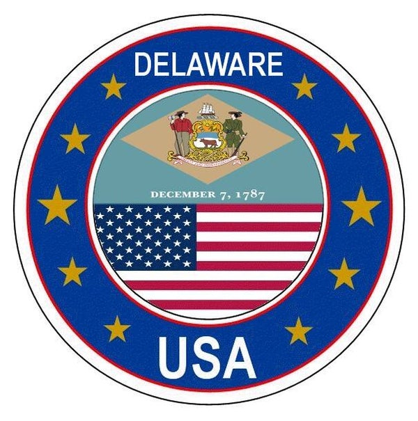 Aufkleber - Bundesstaaten USA - Delware  - Rund - versch. Größe