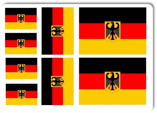 Aufkleber - Sticker - Deutschland Flagge - Set - 8 Stück - versch. Größen