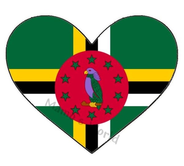 Aufkleber - Flagge - Dominica - Herzform - versch. Größen