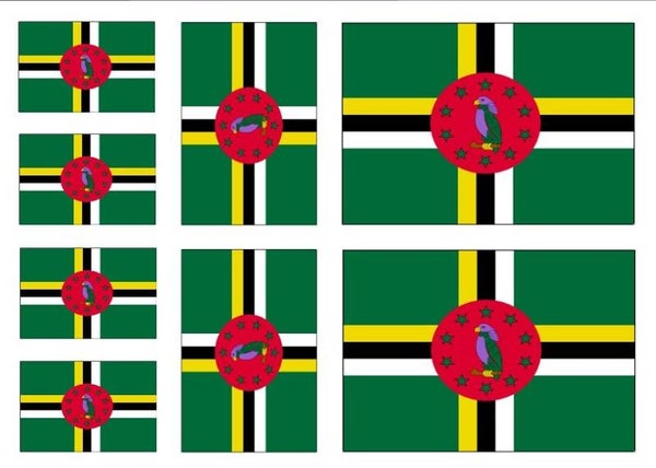 Aufkleber - Sticker - Dominica Flagge - Set - 8 Stück - versch. Größen
