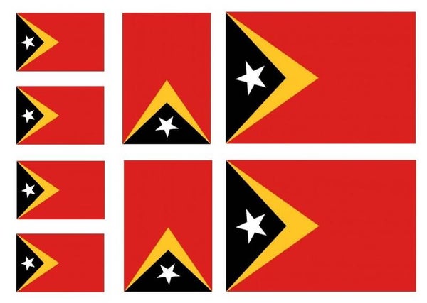 Aufkleber - Sticker -  Osttimor  Flagge - Set - 8 Stück - versch. Größen