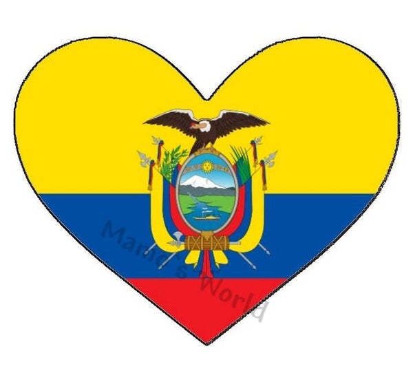 Aufkleber - Flagge - Ecuador - Herzform - versch. Größen