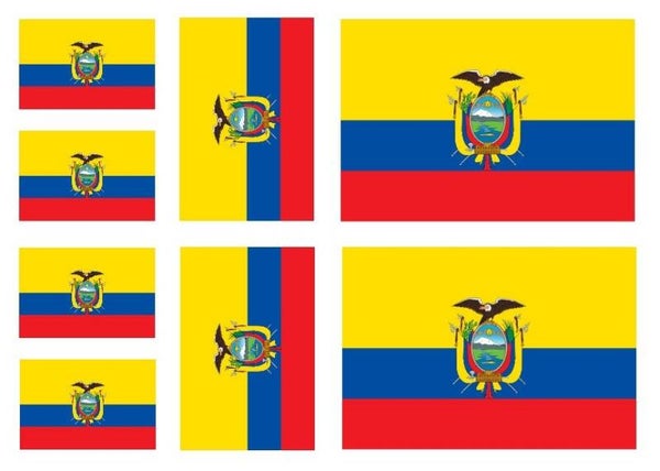 Aufkleber - Sticker - Ecuador Flagge - Set - 8 Stück - versch. Größen