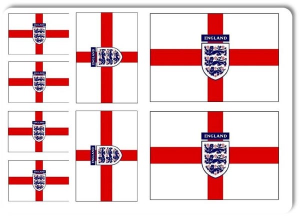 Aufkleber - Sticker - England Flagge - Set - 8 Stück - versch. Größen