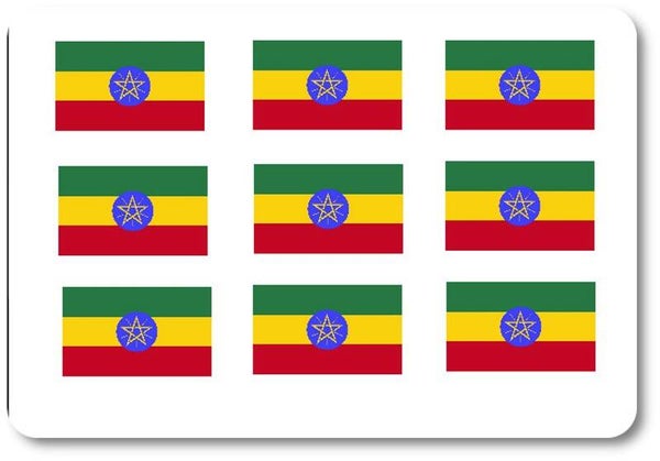 Aufkleber - Sticker - Äthiopien  Flagge - Set - 18 Stück - 25x15