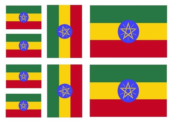 Aufkleber - Sticker - Ethiopia  Flagge - Set - 8 Stück - versch. Größen