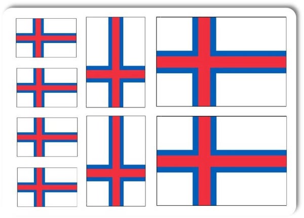 Aufkleber - Sticker - Färöer Inseln Flagge - Set - 8 Stück - versch. Größen