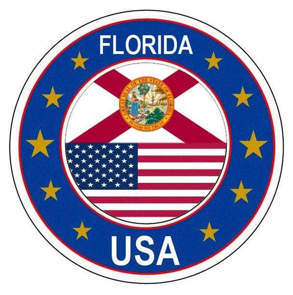 Aufkleber - Bundesstaaten USA - Florida  - Rund - versch. Größe