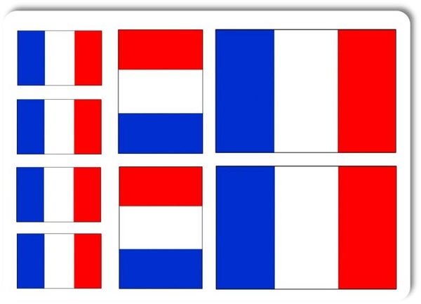 Aufkleber - Sticker - Frankreich Flagge - Set - 8 Stück - versch. Größen