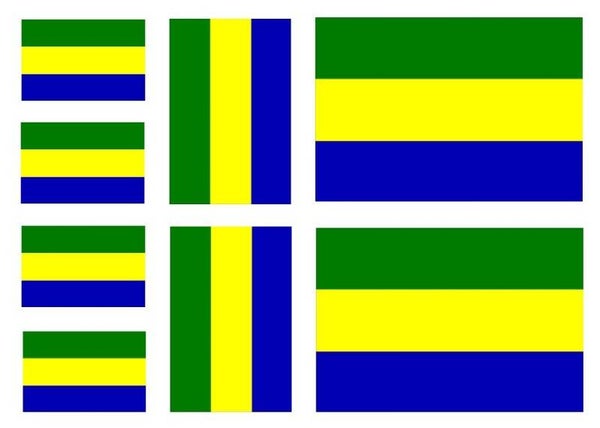 Aufkleber - Sticker - Gabun  Flagge - Set - 8 Stück - versch. Größen