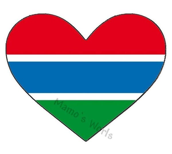 Aufkleber - Flagge - Gambia - Herzform - versch. Größen