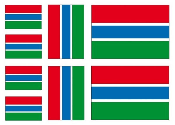 Aufkleber - Sticker - Gambia  Flagge - Set - 8 Stück - versch. Größen