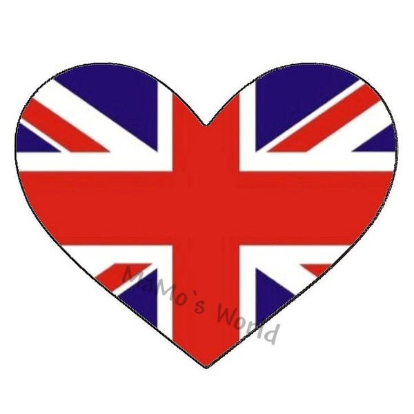Aufkleber - Flagge - Großbritannien - Herzform - versch. Größen
