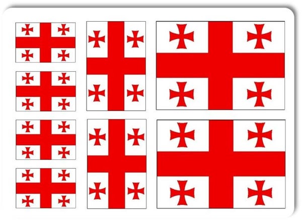 Aufkleber - Sticker - Georgien Flagge - Set - 8 Stück - versch. Größen