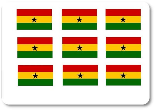 Aufkleber - Sticker - Ghana  Flagge - Set - 18 Stück - 25x15