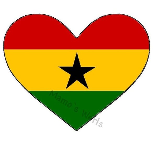 Aufkleber - Flagge - Ghana - Herzform - versch. Größen