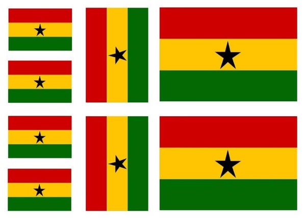 Aufkleber - Sticker - Ghana  Flagge - Set - 8 Stück - versch. Größen