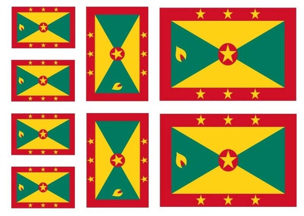 Aufkleber - Sticker - Grenada  Flagge - Set - 8 Stück - versch. Größen
