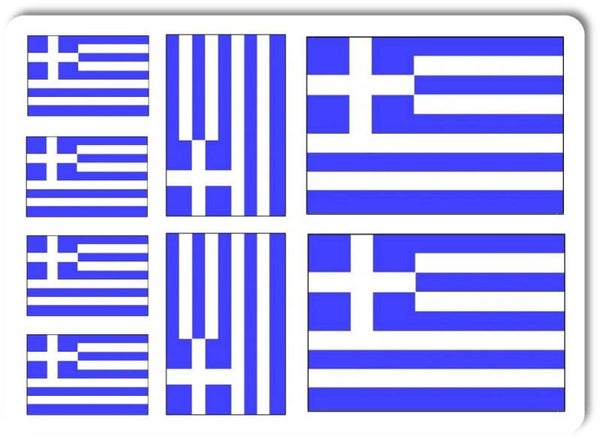 Aufkleber - Sticker - Griechenland Flagge - Set - 8 Stück - versch. Größen