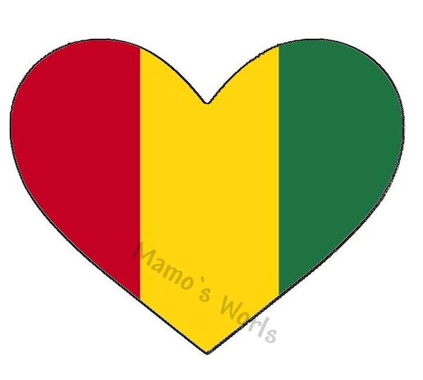 Aufkleber - Flagge - Guinea - Herzform - versch. Größen
