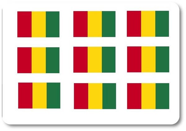 Aufkleber - Sticker - Guinea  Flagge - Set - 18 Stück - 25x15