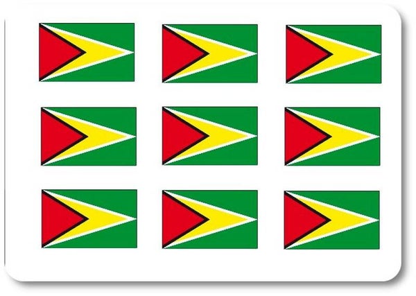 Aufkleber - Sticker - Guyana Flagge - Set - 18 Stück - 25x15