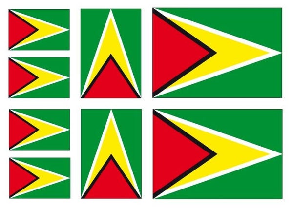 Aufkleber - Sticker - Guyana  Flagge - Set - 8 Stück - versch. Größen