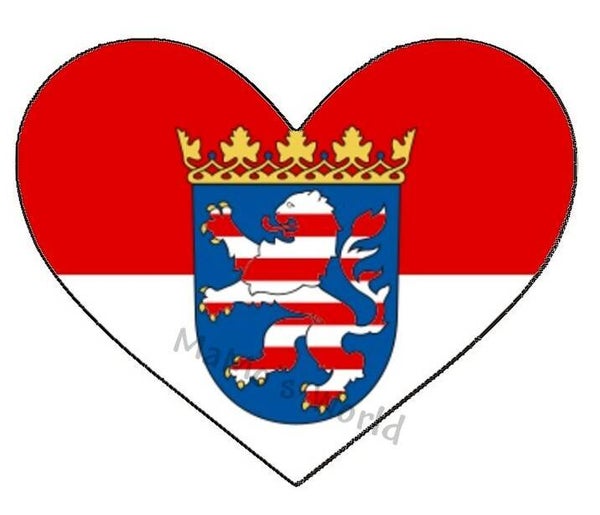 Aufkleber - Flagge - Hessen - Herzform - versch. Größen