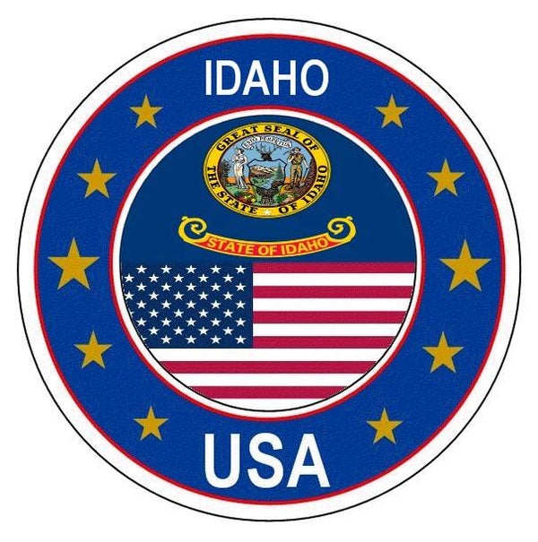 Aufkleber - Bundesstaaten USA - Idaho  - Rund - versch. Größe