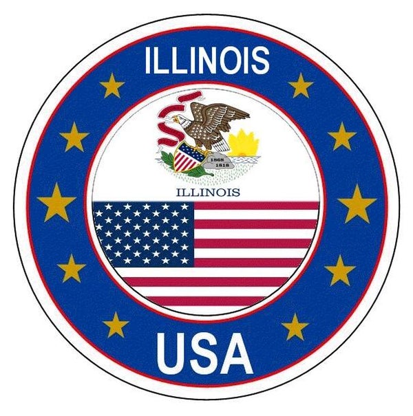 Aufkleber - Bundesstaaten USA - Illinois  - Rund - versch. Größe