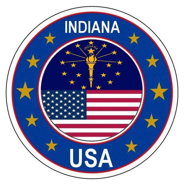 Aufkleber - Bundesstaaten USA - Indiana  - Rund - versch. Größe
